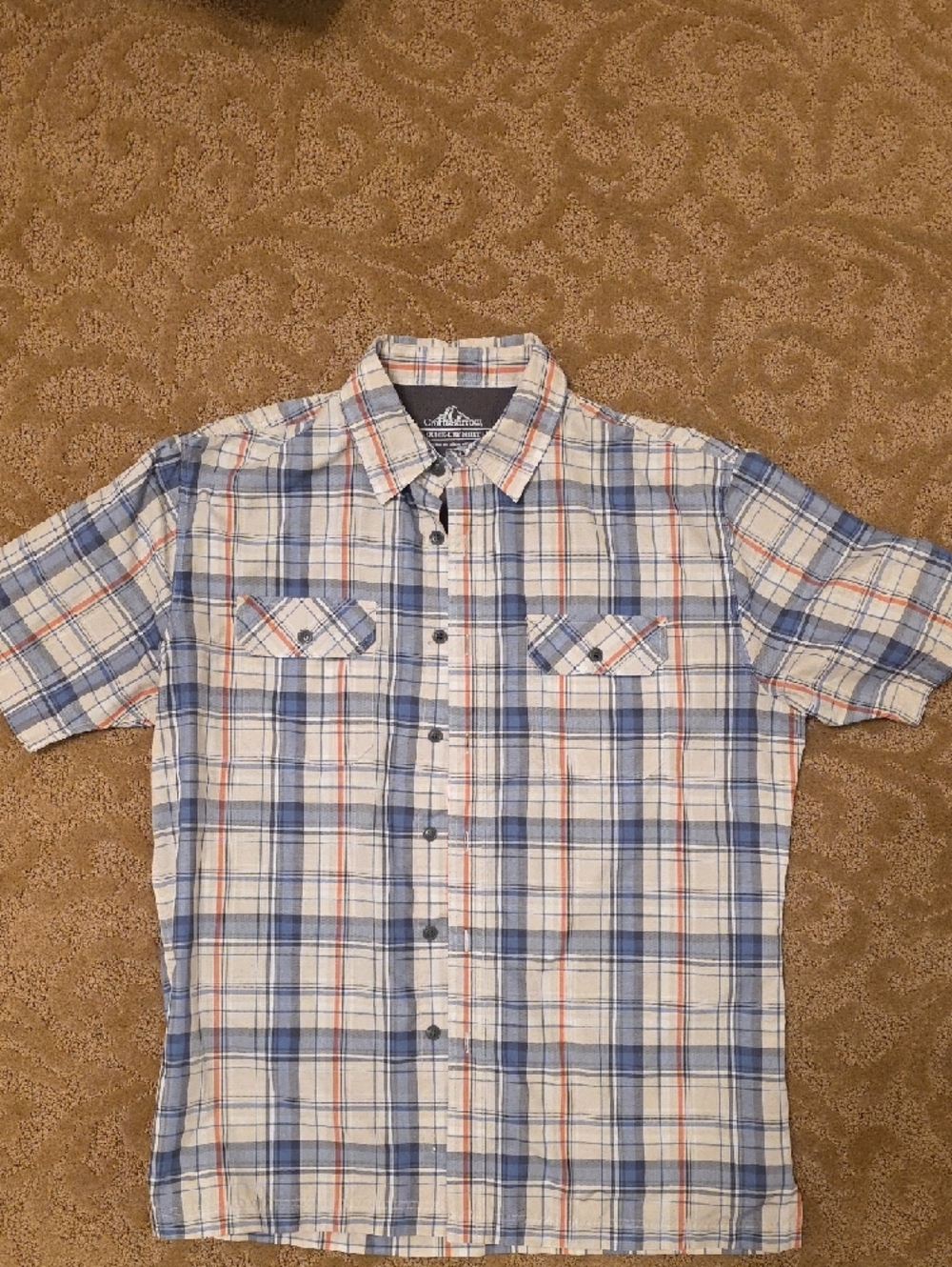 Croft & Barrow Quick Dry White, Red & Blue Print Shirt Men's Medium